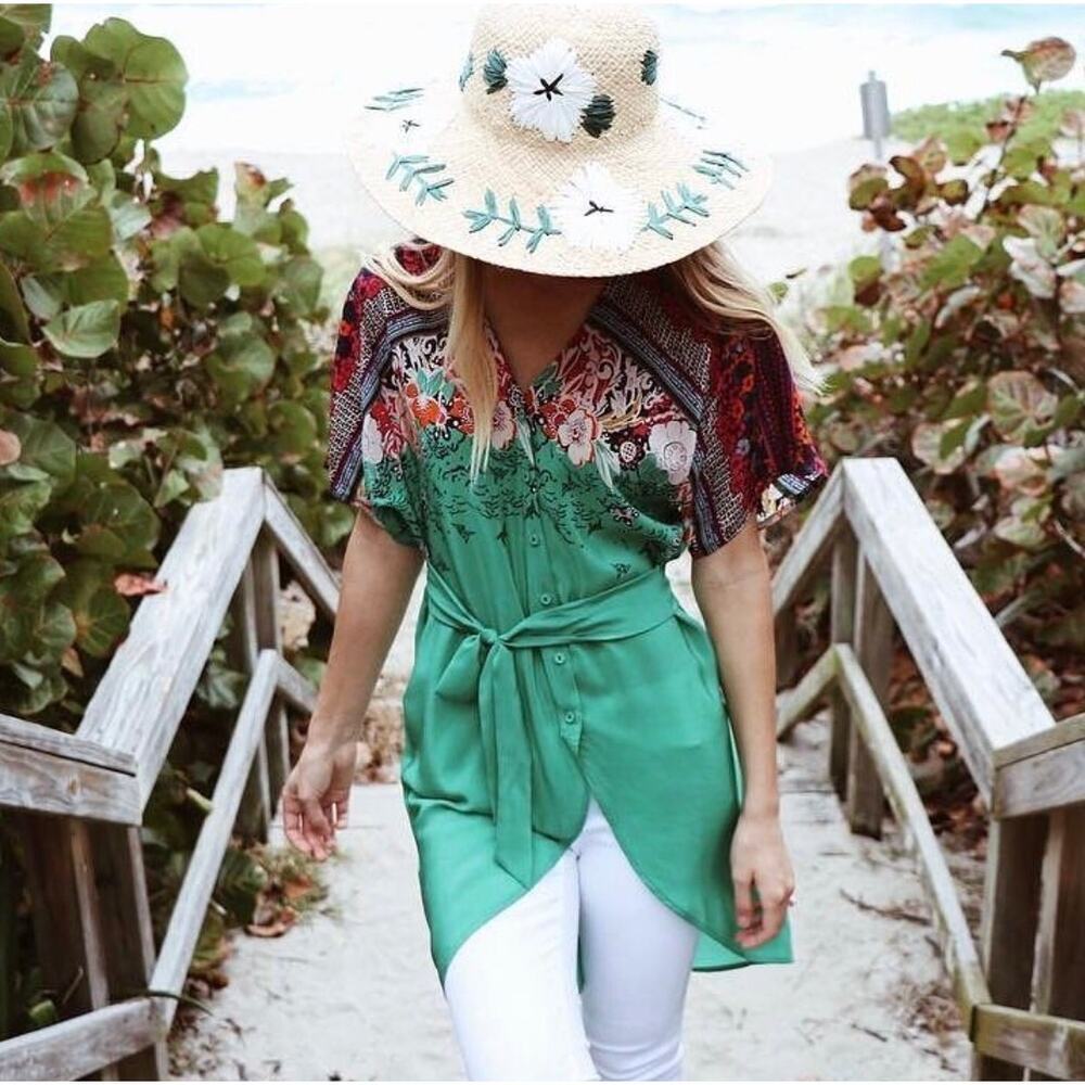 Anthropologie Vanessa Virginia Takato Kimono Sleeve Silk Tunic Blouse